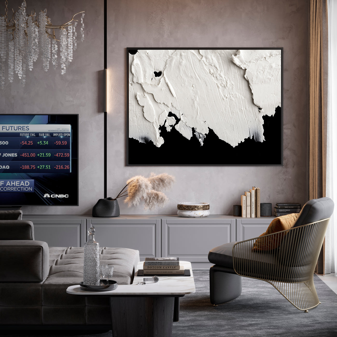 Peinture sur toile - Abstrait en noir et blanc