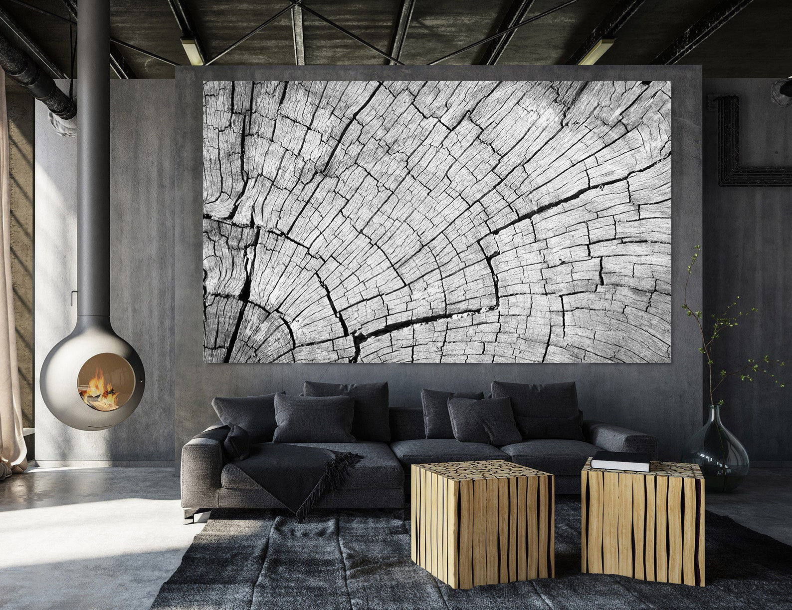 Peinture sur toile - Arbre en noir et blanc