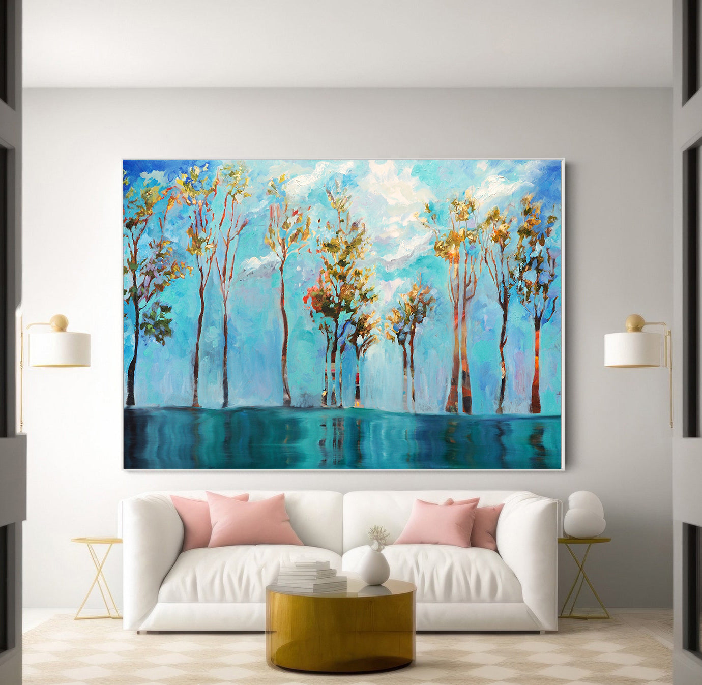 Peinture sur toile – Arbres aux feuilles vertes