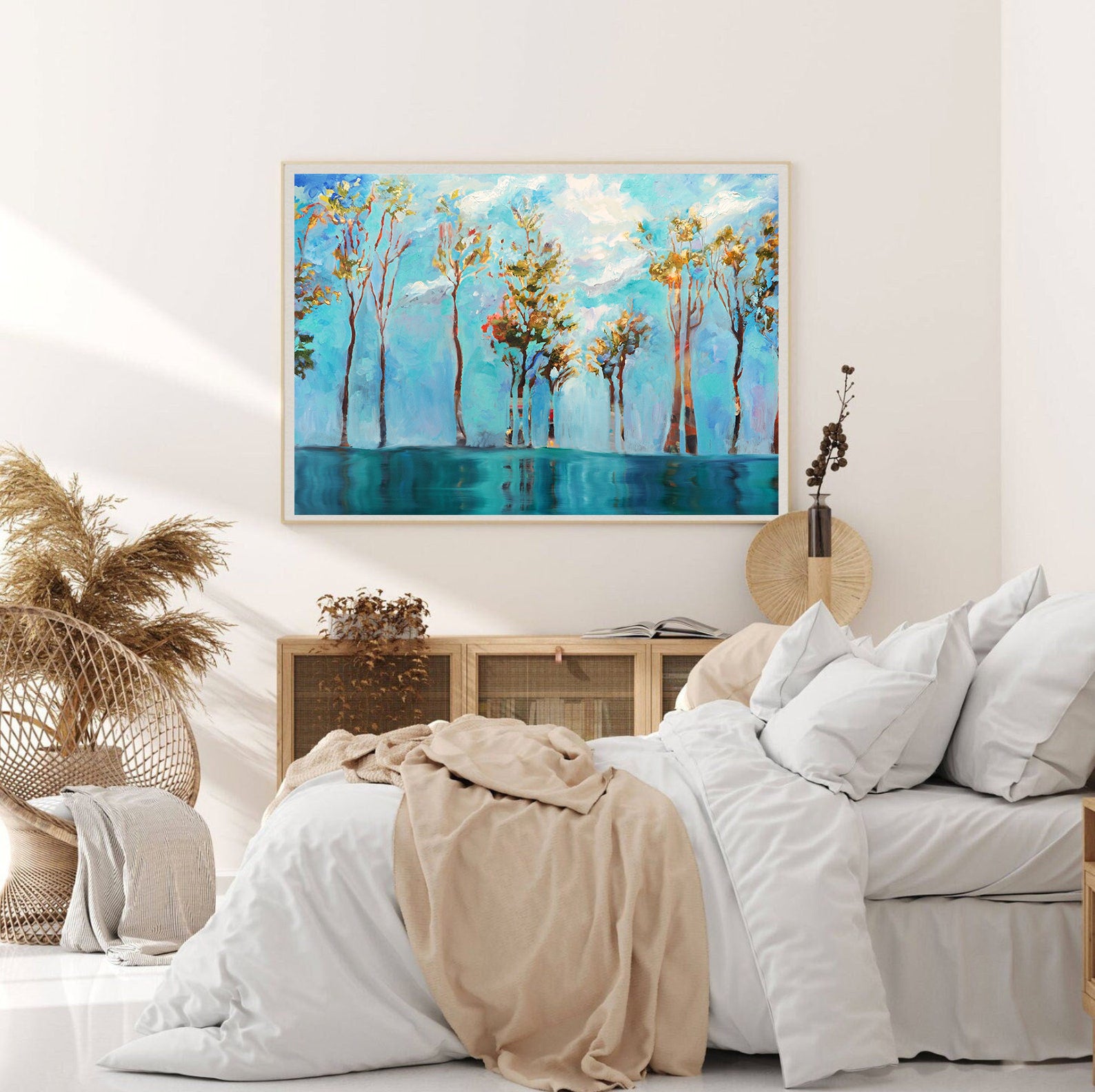 Peinture sur toile – Arbres aux feuilles vertes