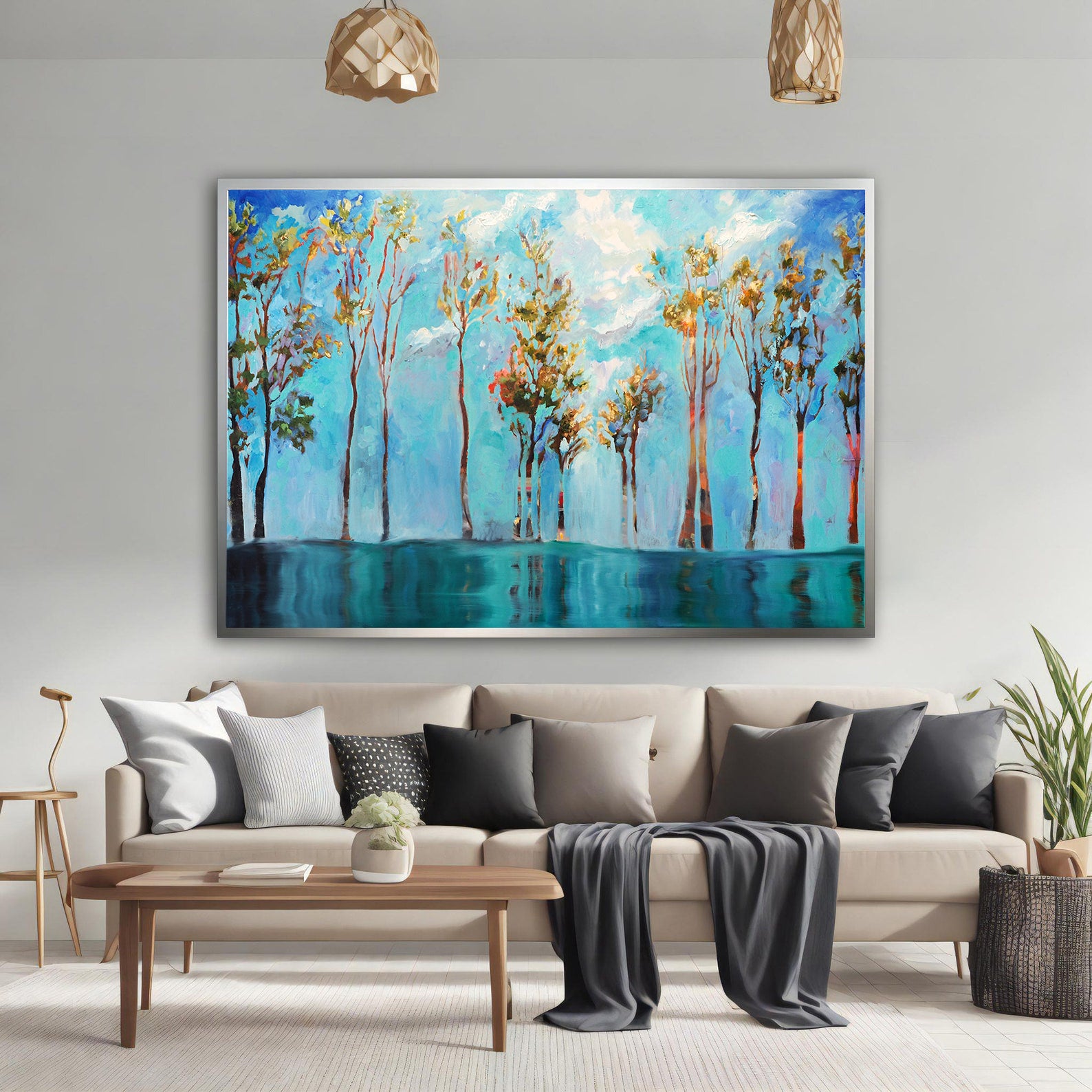 Peinture sur toile – Arbres aux feuilles vertes