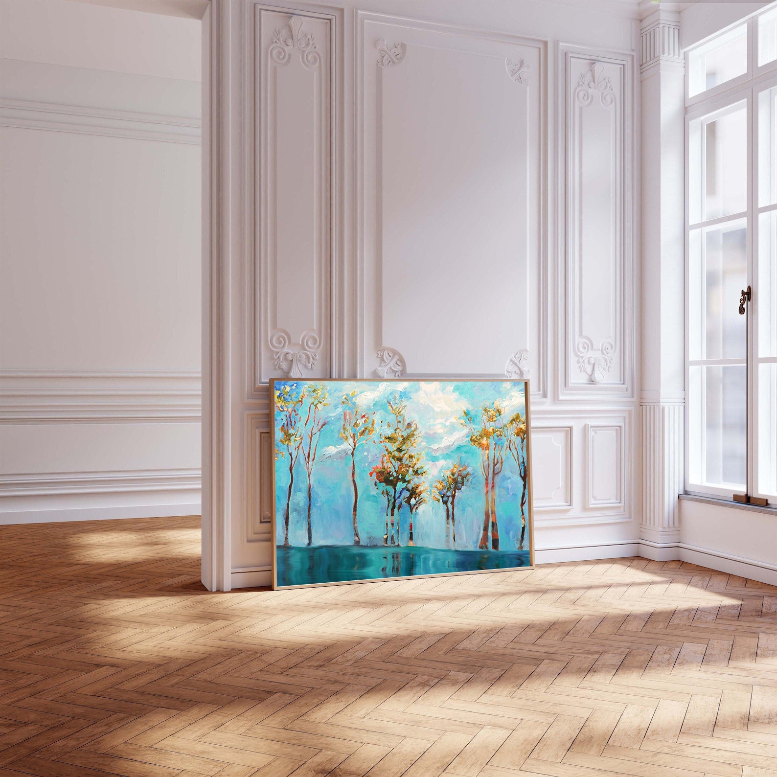 Peinture sur toile – Arbres aux feuilles vertes