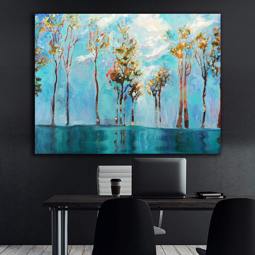 Peinture sur toile – Arbres aux feuilles vertes