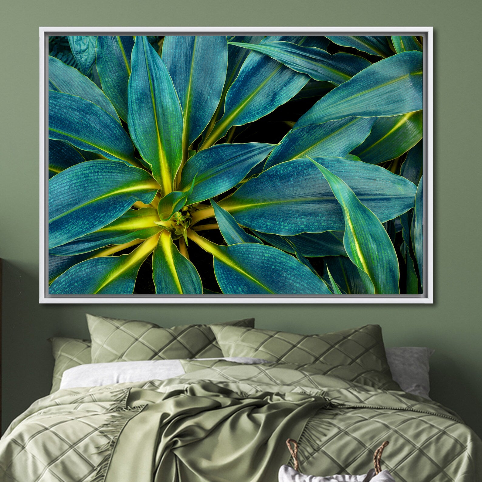 Peinture sur toile – Feuilles vertes