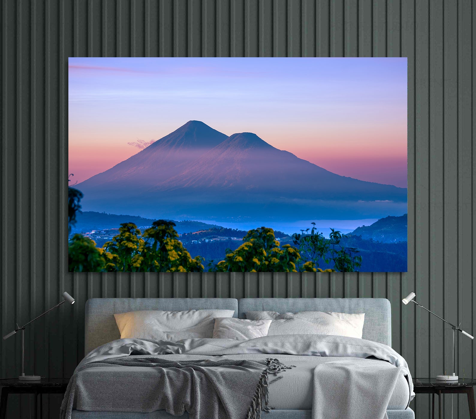 Peinture sur toile - Montagne à l'aube