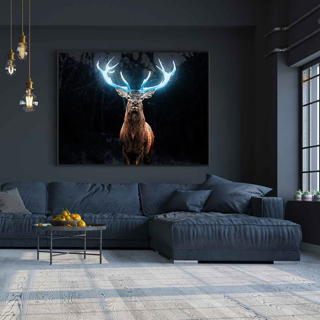 Tablou Canvas - Cerb cu Coarne Albastre