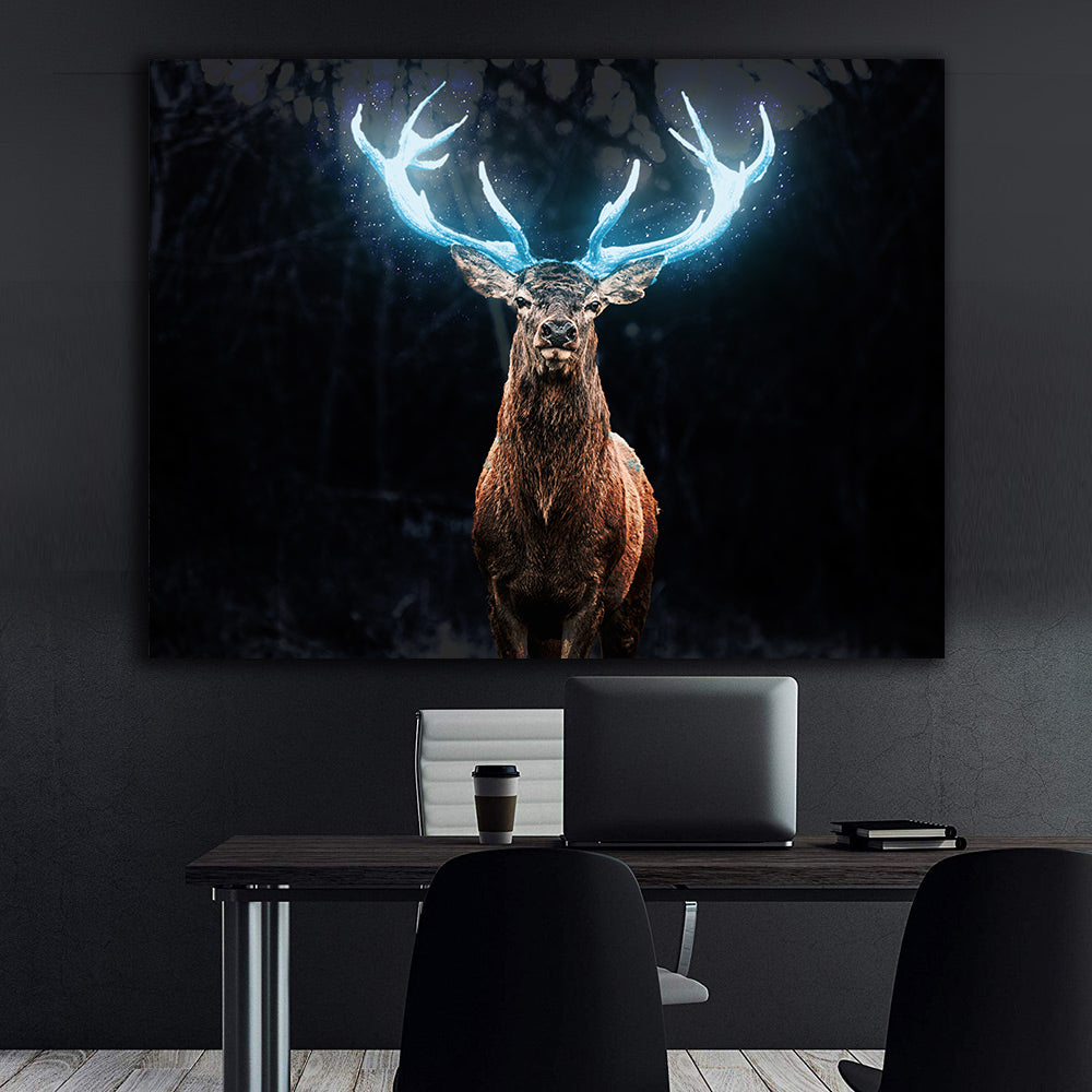 Tablou Canvas - Cerb cu Coarne Albastre