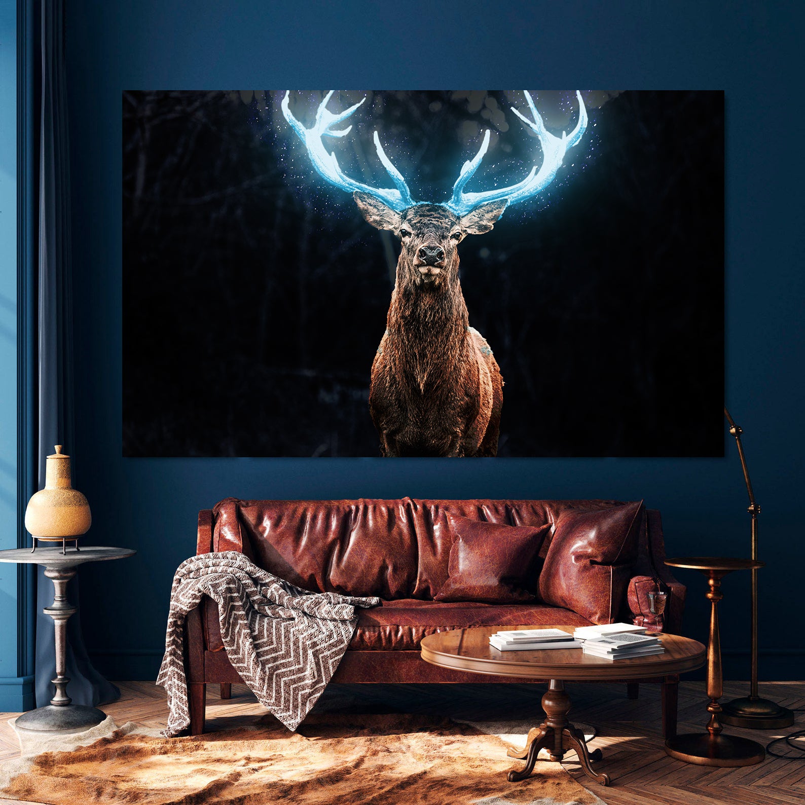 Tablou Canvas - Cerb cu Coarne Albastre