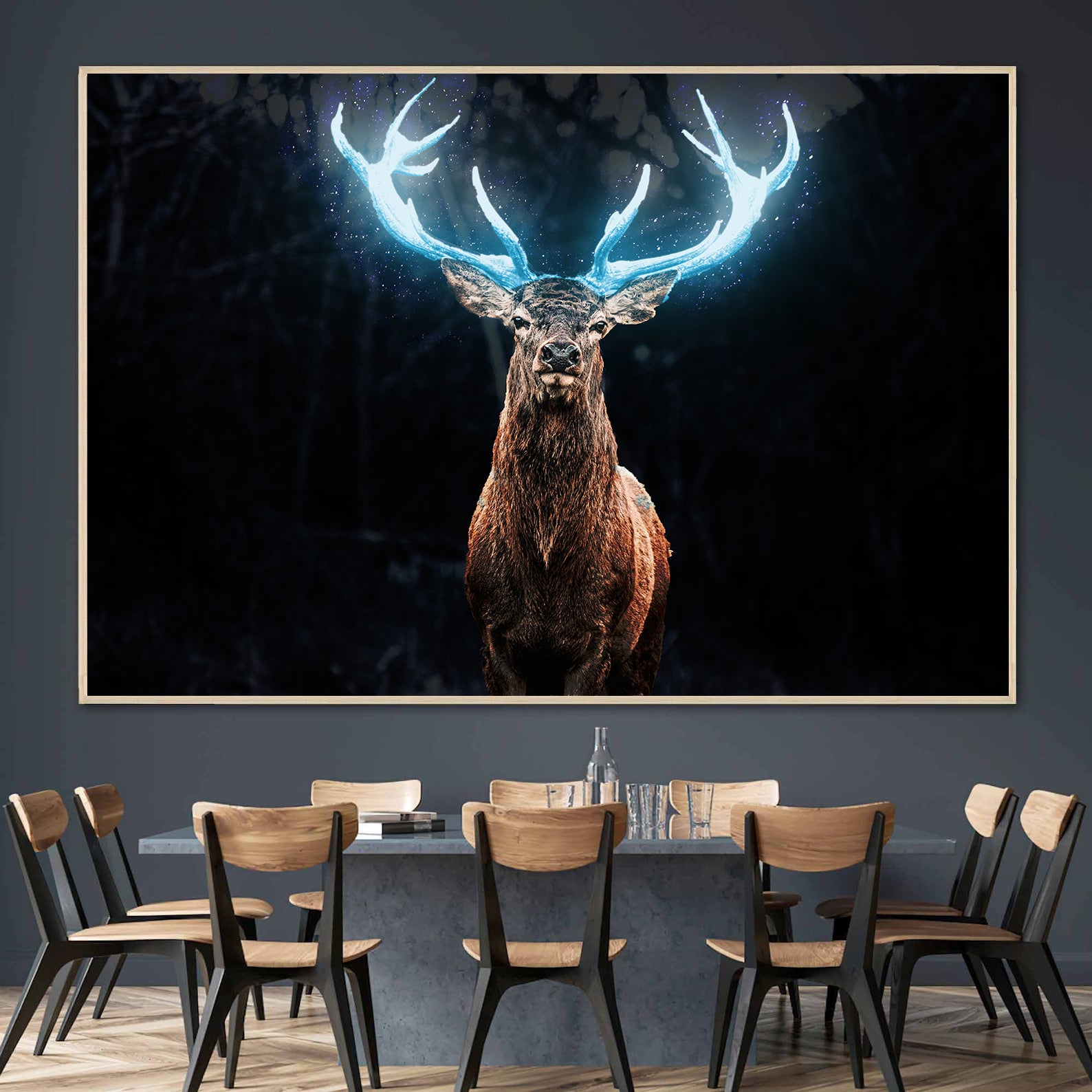 Tablou Canvas - Cerb cu Coarne Albastre