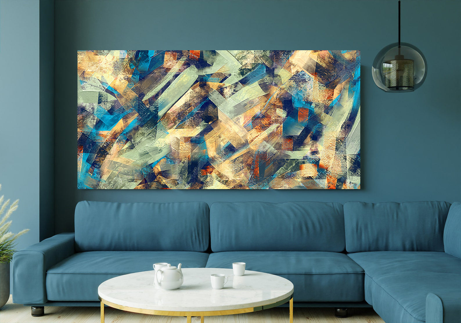Tablou Canvas - Blue Cubist Depiction