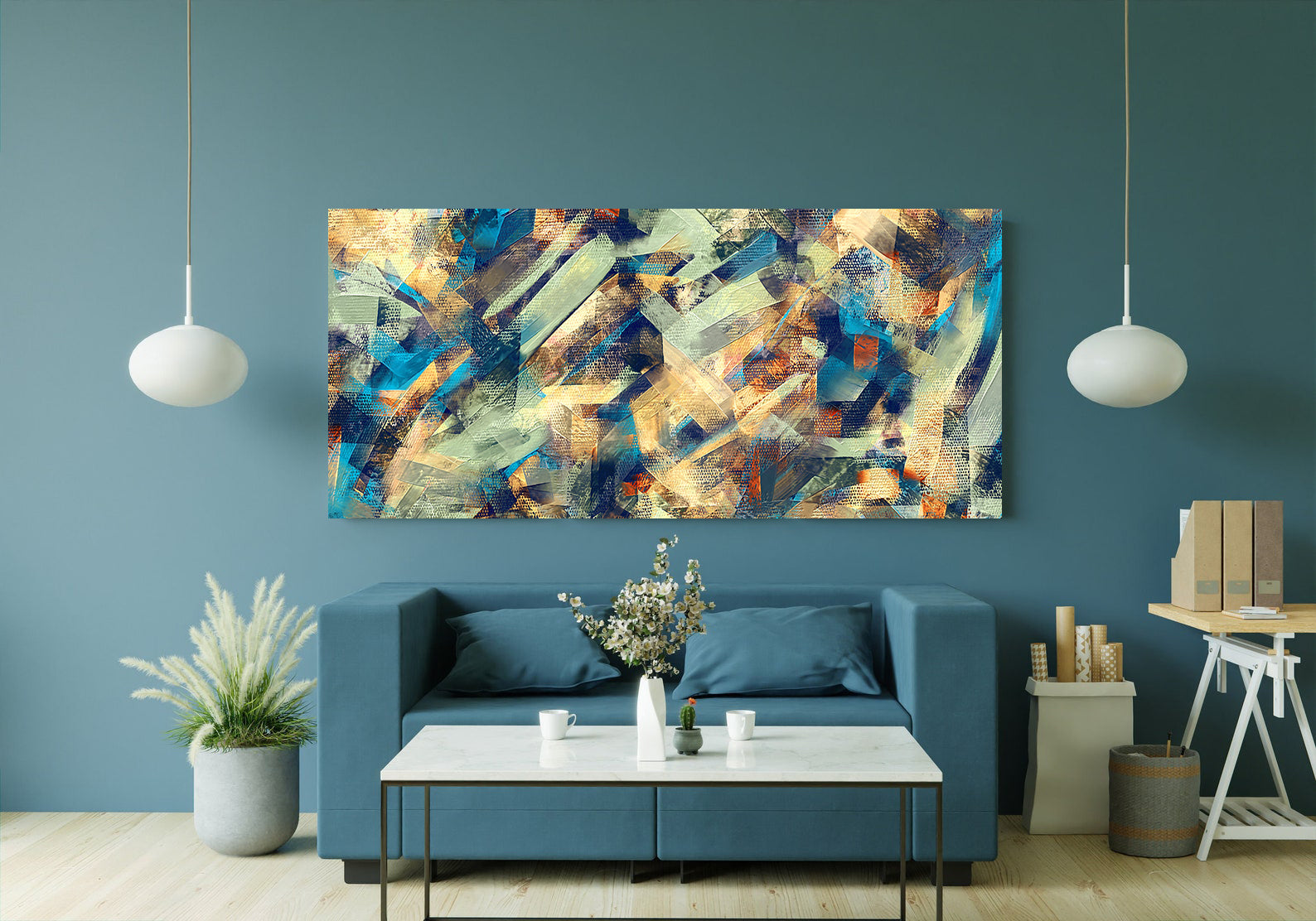 Tablou Canvas - Blue Cubist Depiction