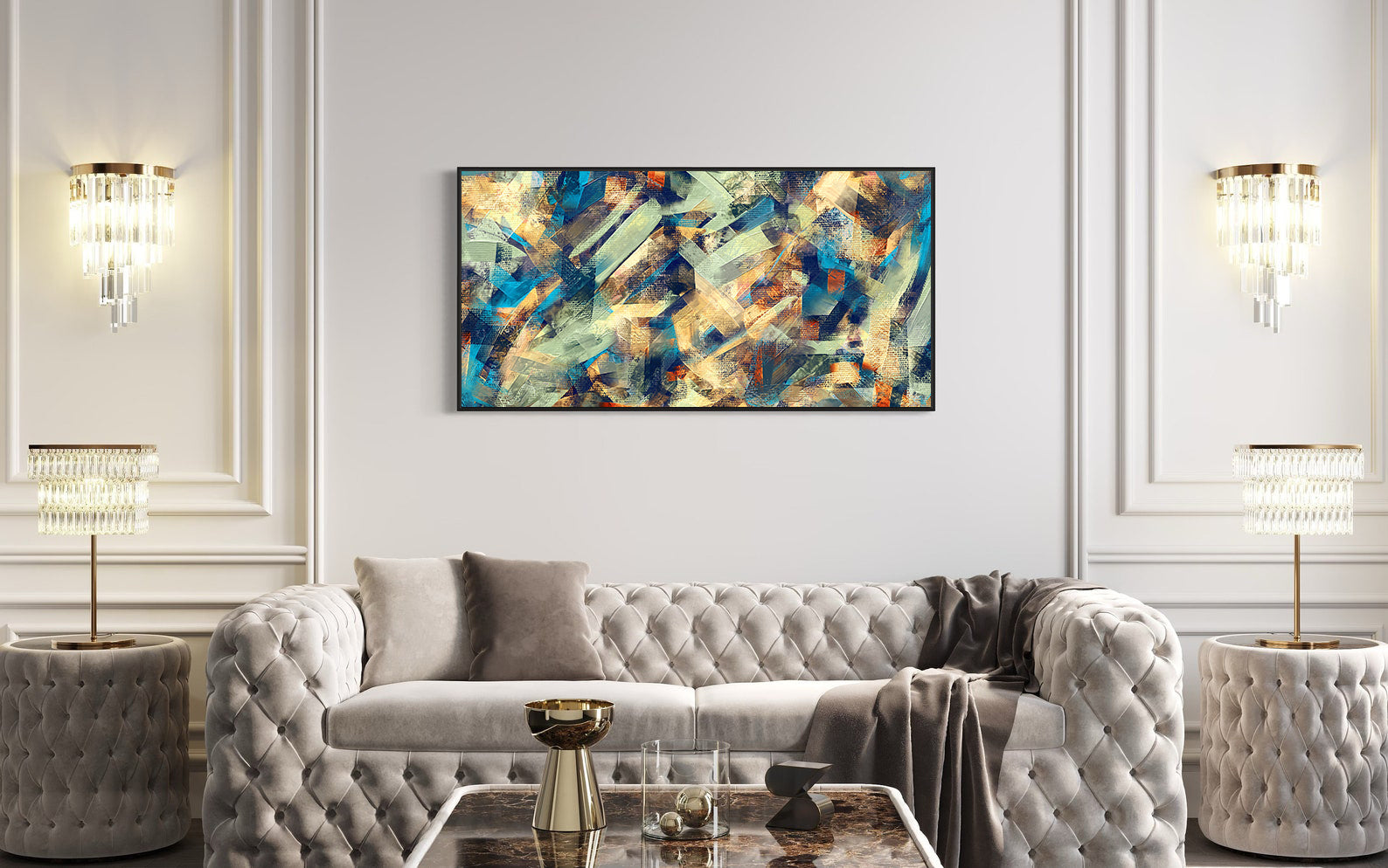 Tablou Canvas - Blue Cubist Depiction