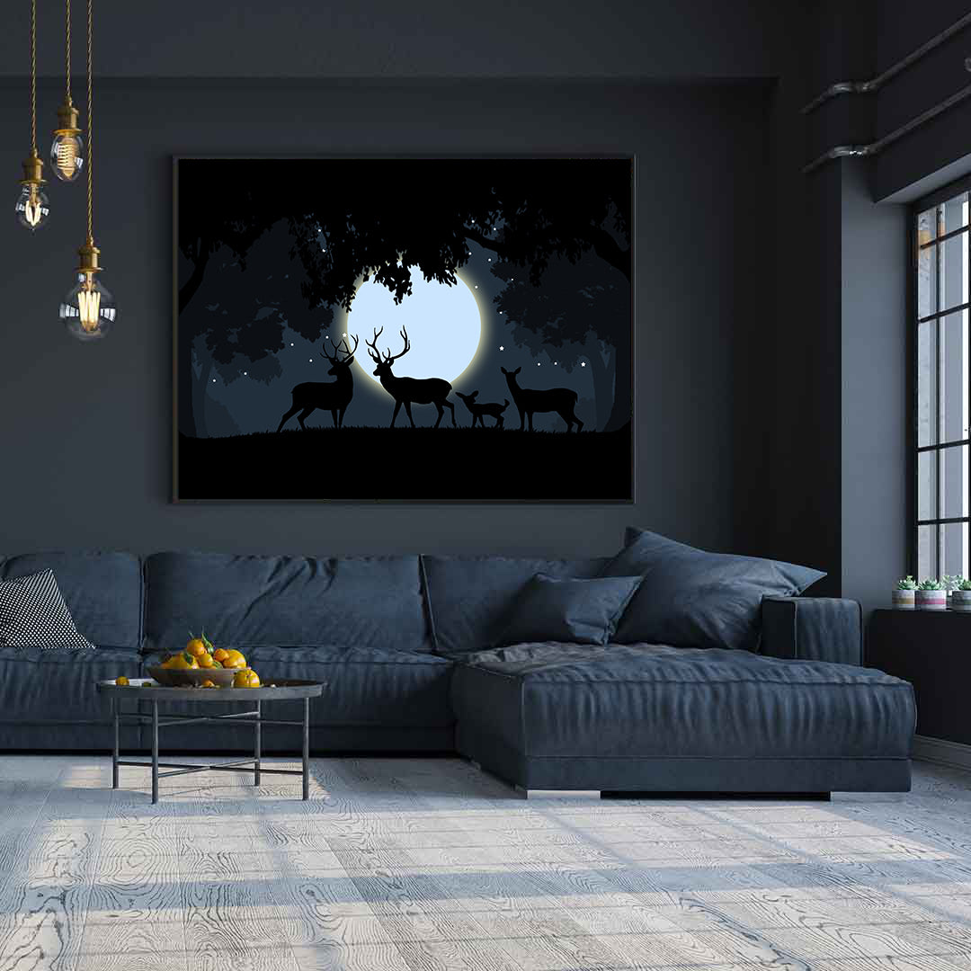 Tablou Canvas - Cerbi la Luna Plină