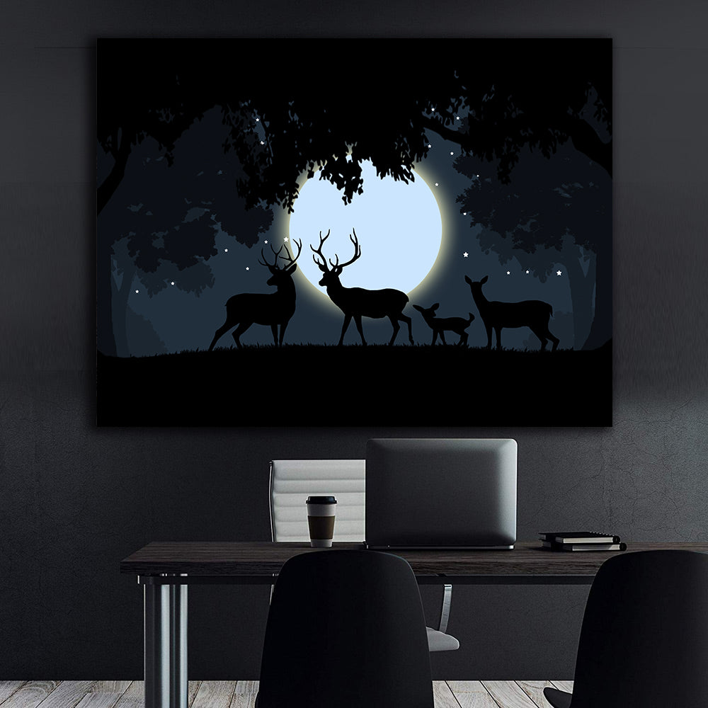 Tablou Canvas - Cerbi la Luna Plină