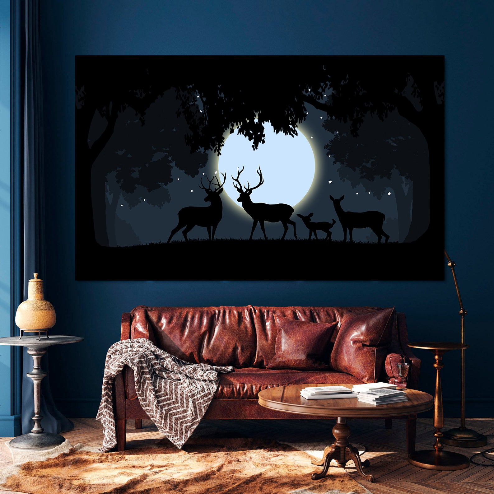 Tablou Canvas - Cerbi la Luna Plină