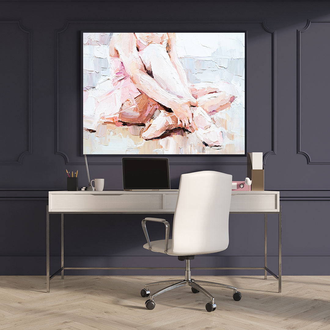 Peinture sur toile - Ballerine en robe rose