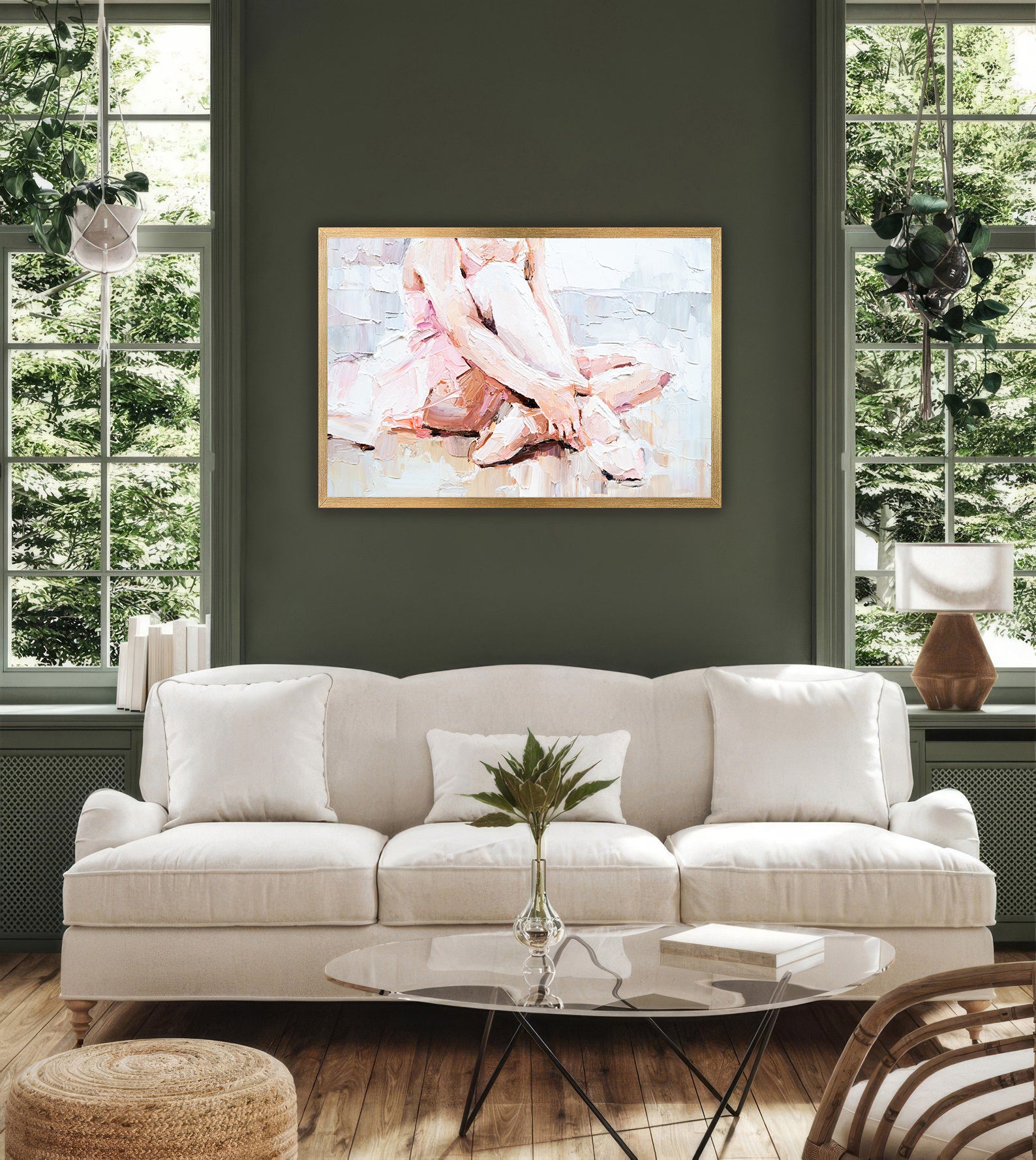 Peinture sur toile - Ballerine en robe rose