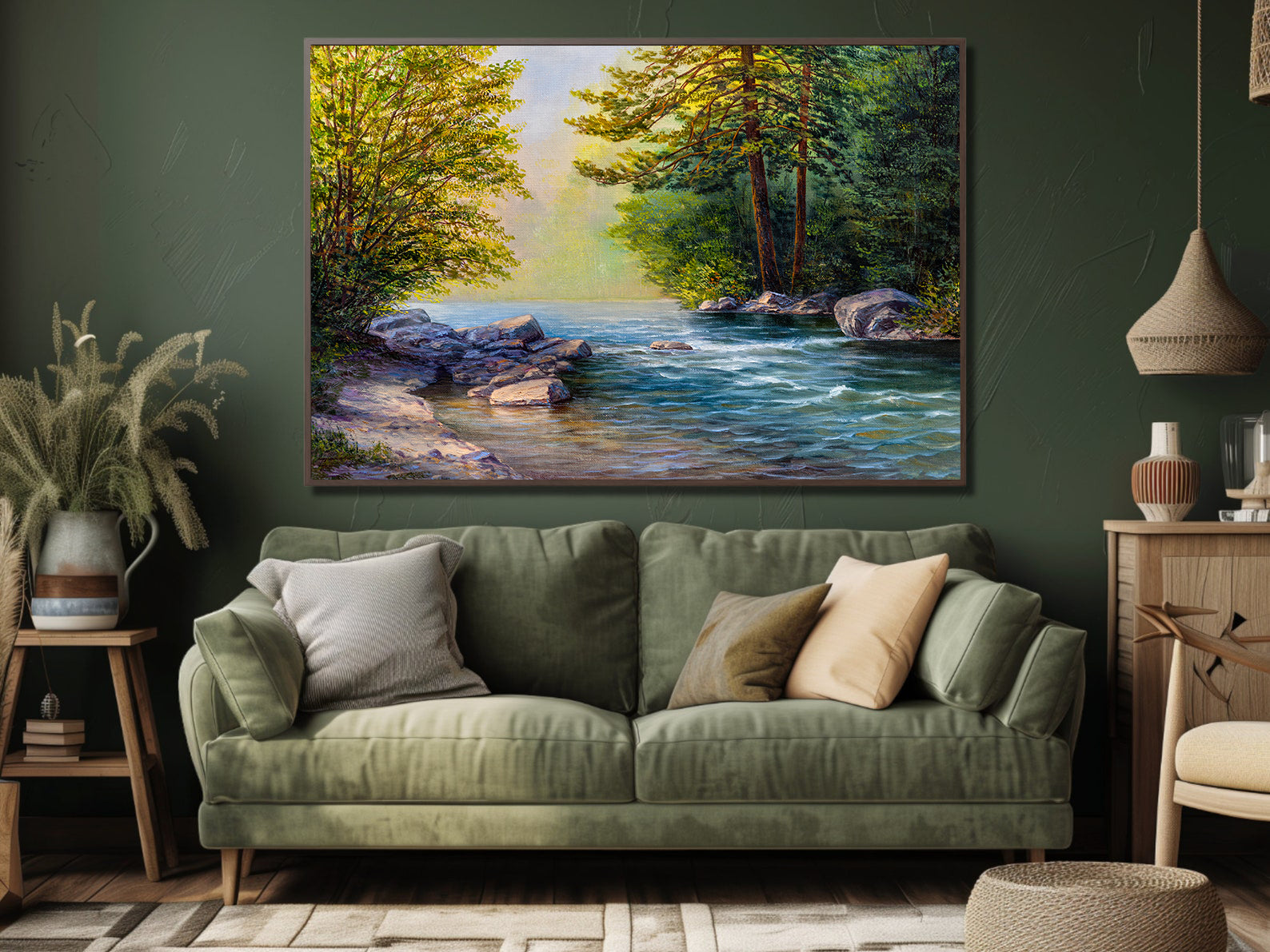 Peinture sur toile - Rivière dans la forêt