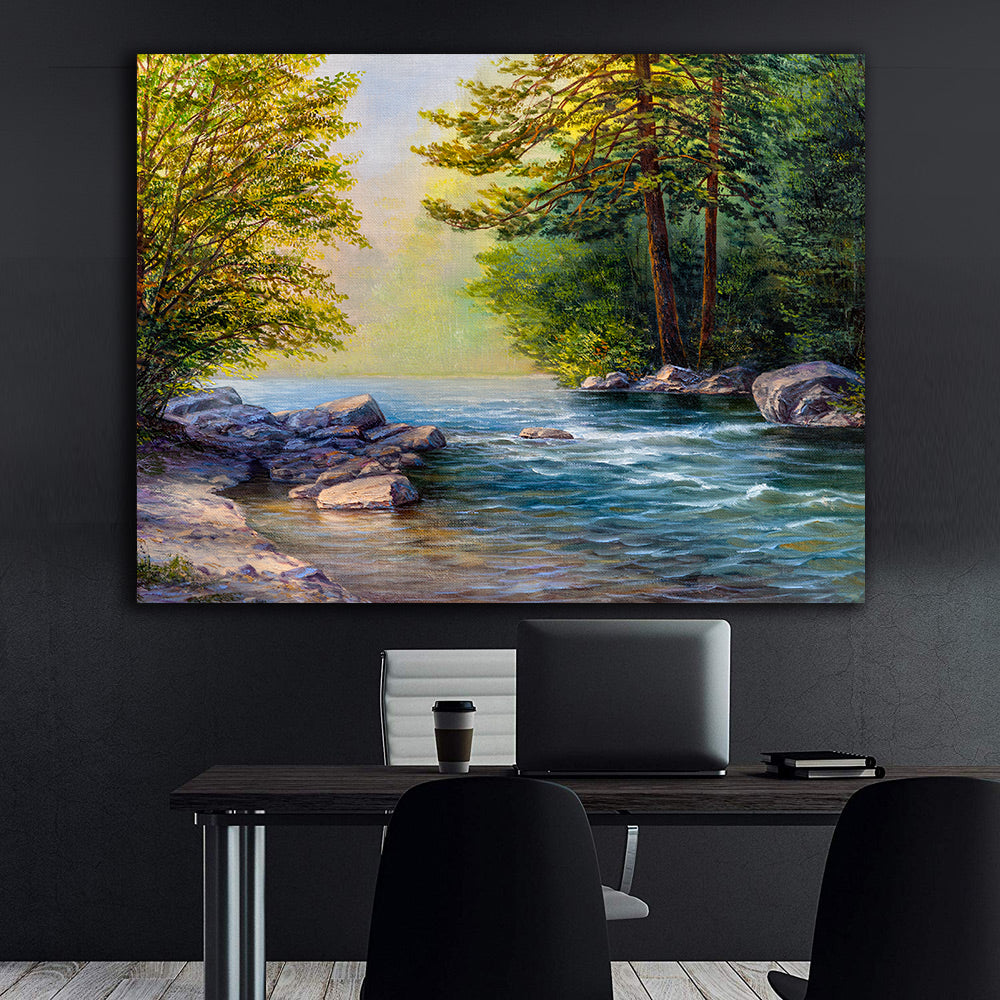 Peinture sur toile - Rivière dans la forêt