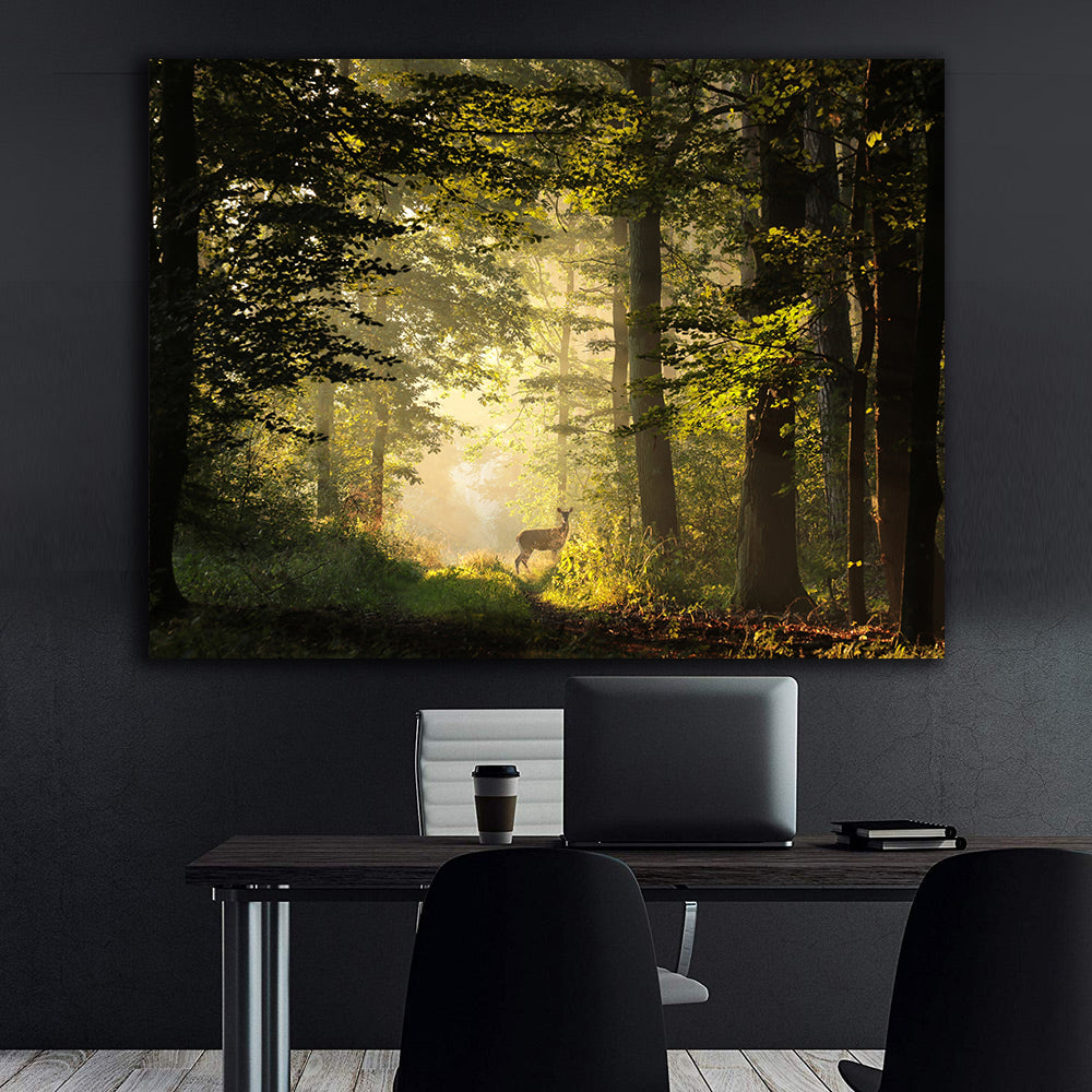 Peinture sur toile - Cerf dans la forêt