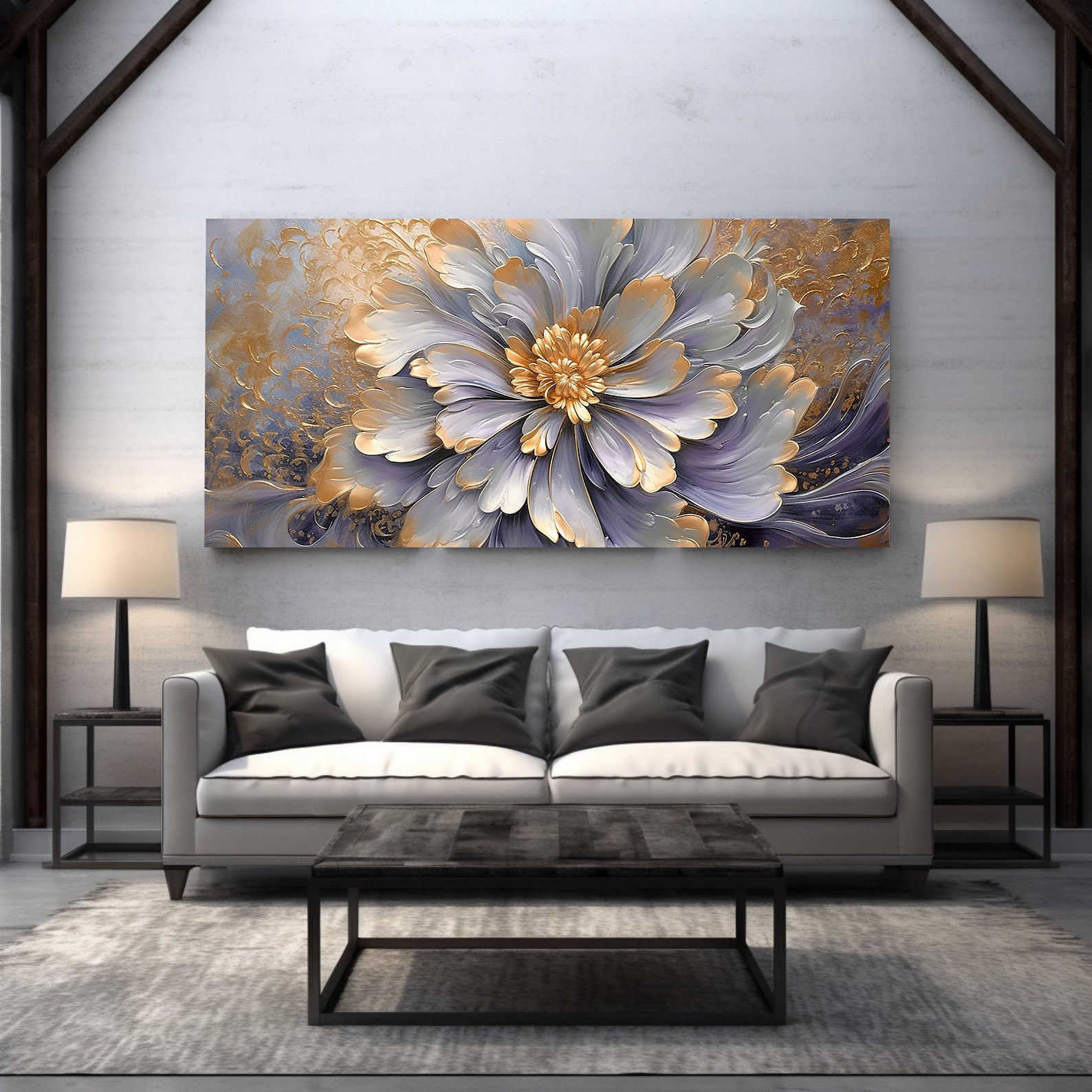 Peinture sur toile - Fleur dorée