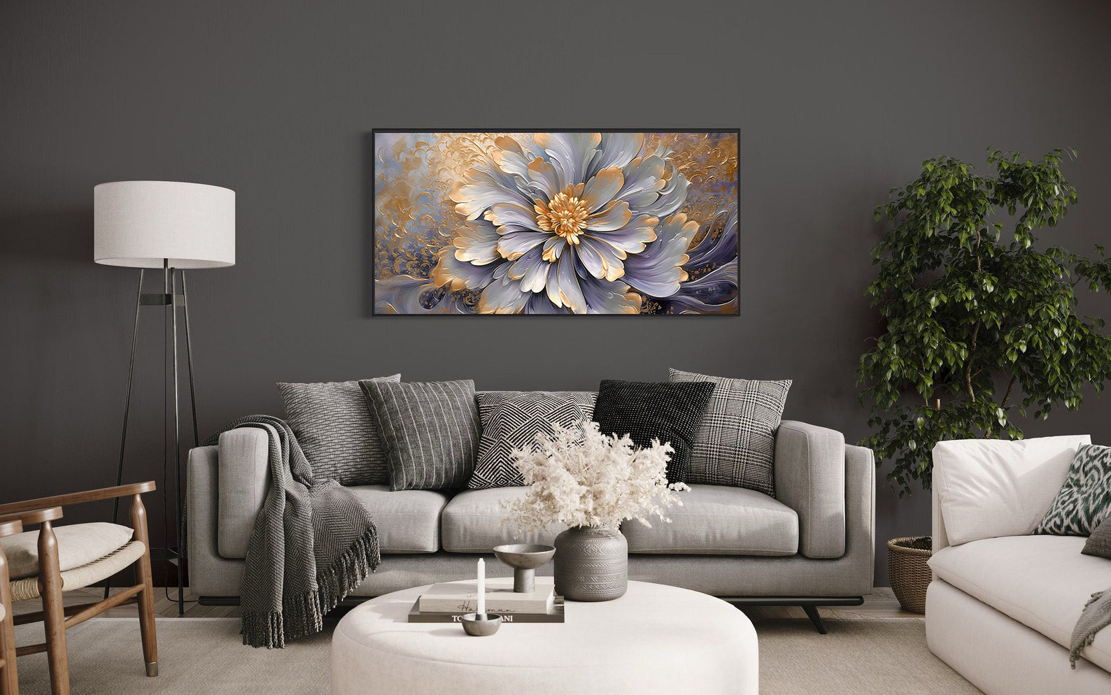 Peinture sur toile - Fleur dorée