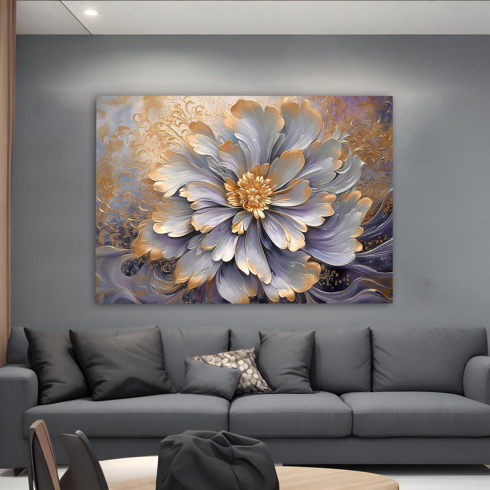 Peinture sur toile - Fleur dorée