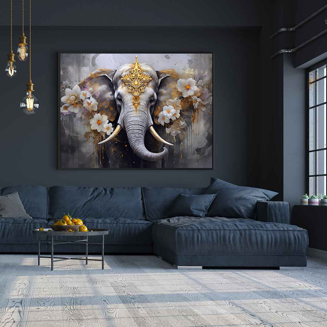 Tablou Canvas - Elefant cu Flori