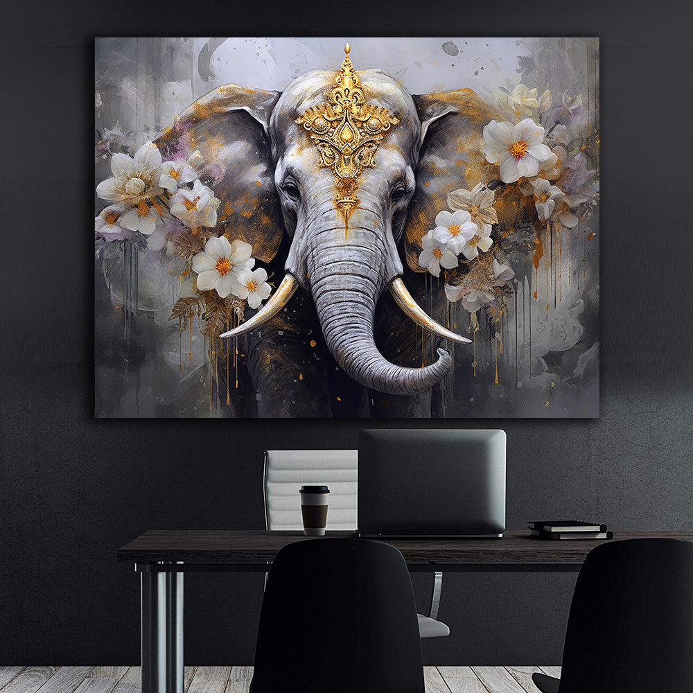 Tablou Canvas - Elefant cu Flori