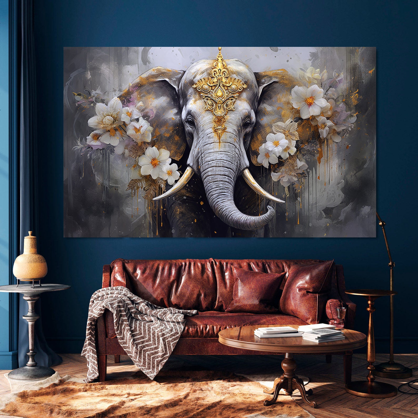 Tablou Canvas - Elefant cu Flori