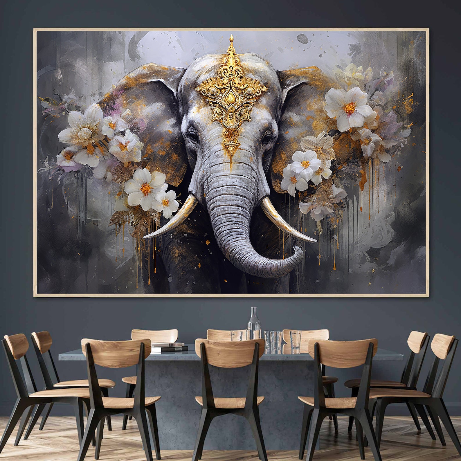 Tablou Canvas - Elefant cu Flori