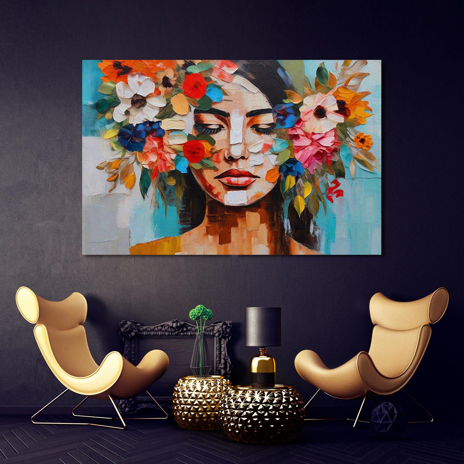 Tablou Canvas - Portret cu Flori