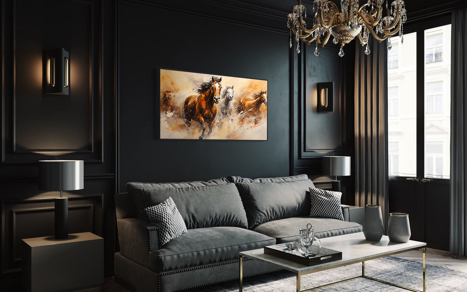Peinture sur toile - Chevaux en liberté
