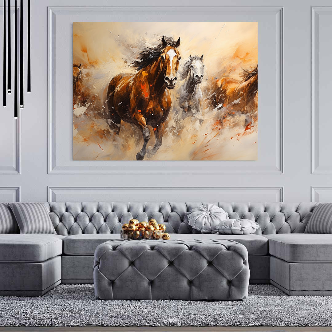 Peinture sur toile - Chevaux en liberté