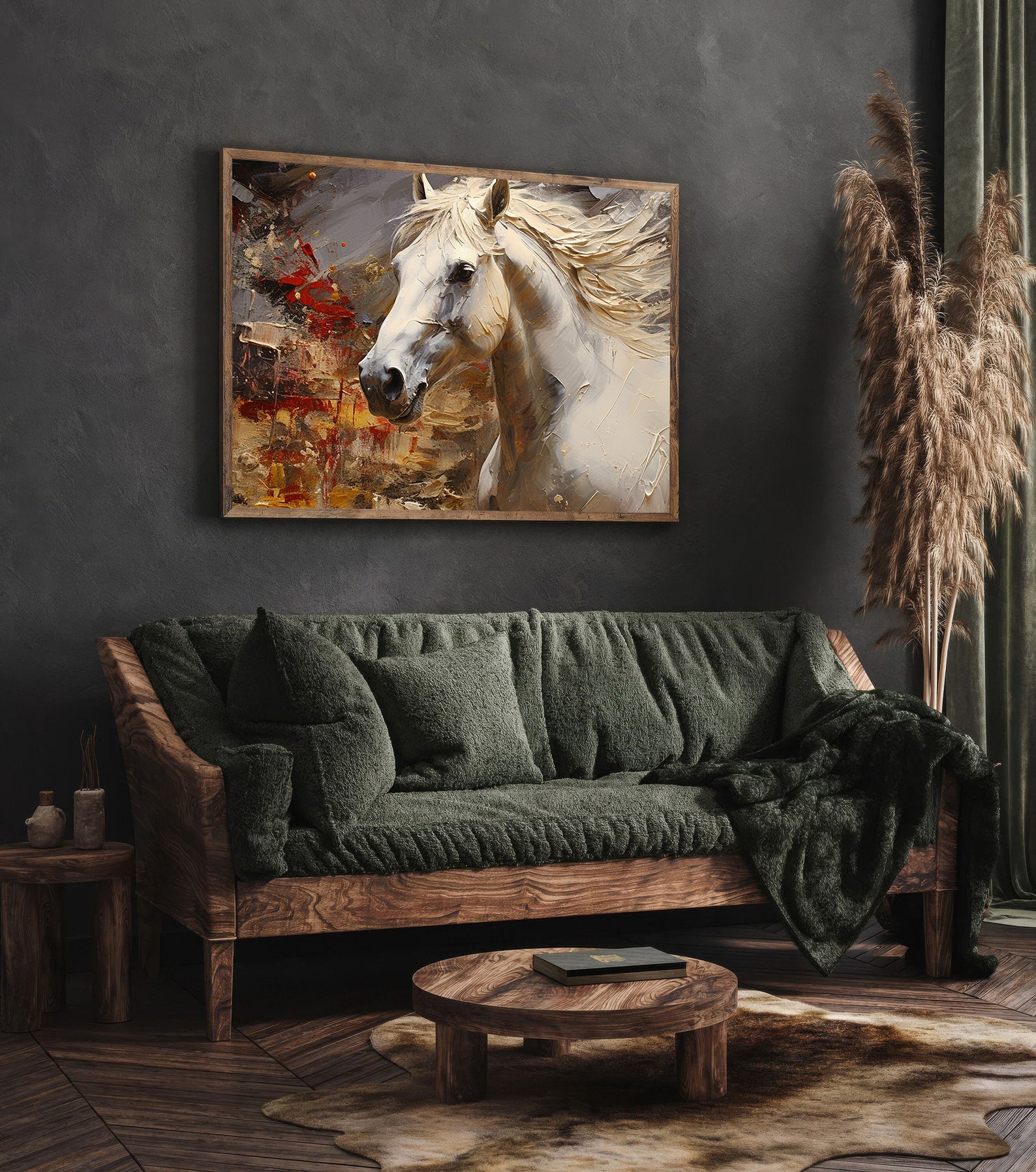 Tablou Canvas - Cal Alb și Auriu