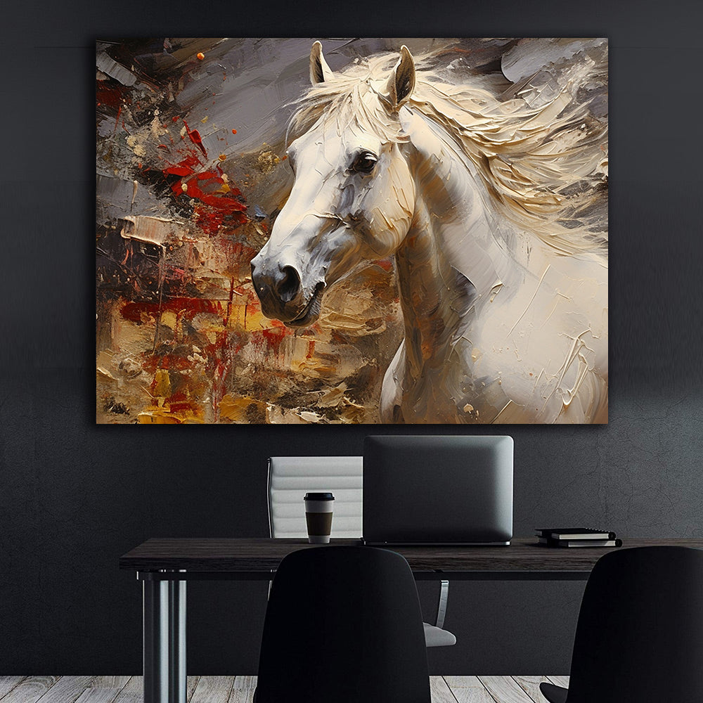 Tablou Canvas - Cal Alb și Auriu