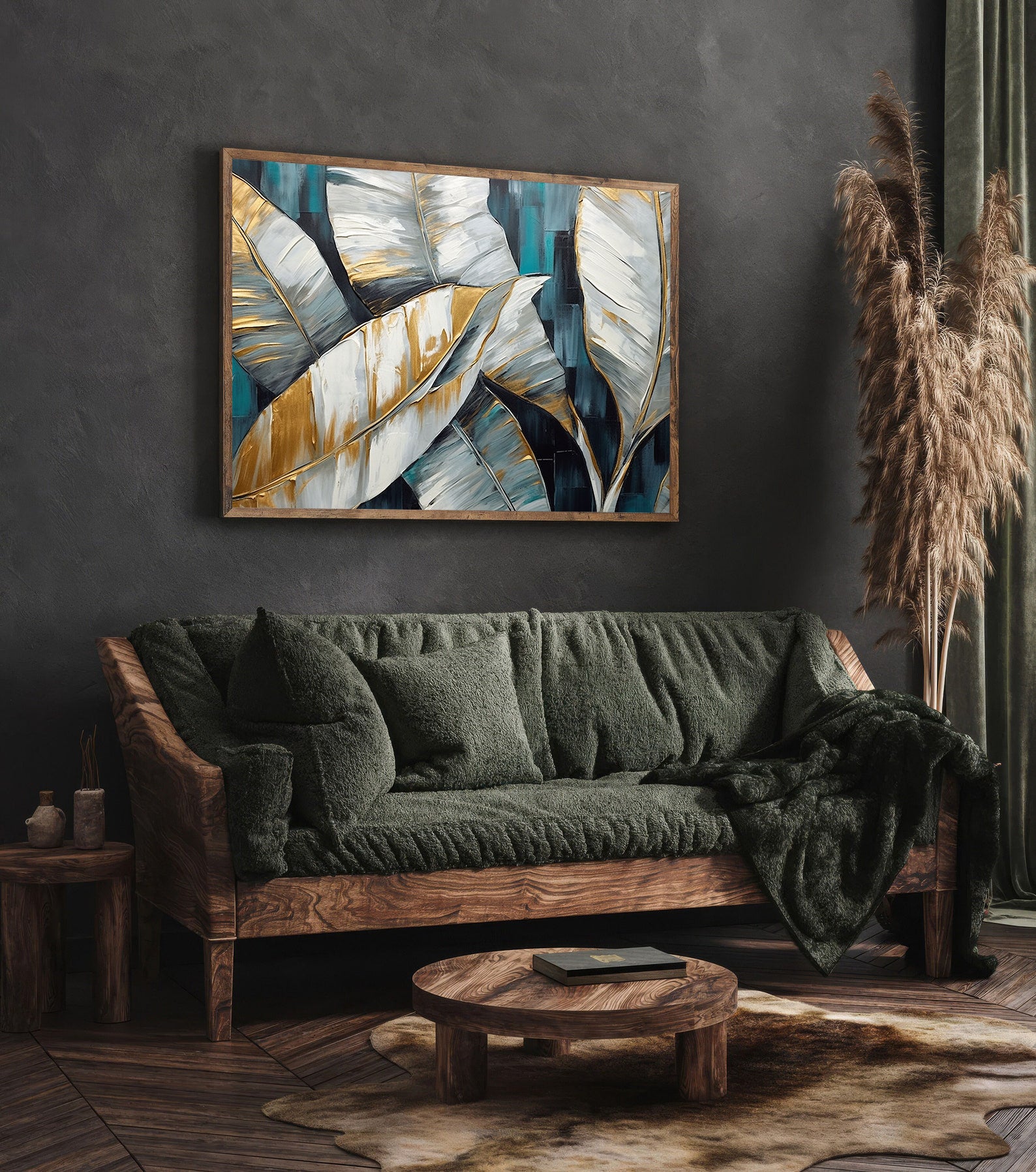 Peinture sur toile – Feuilles tropicales