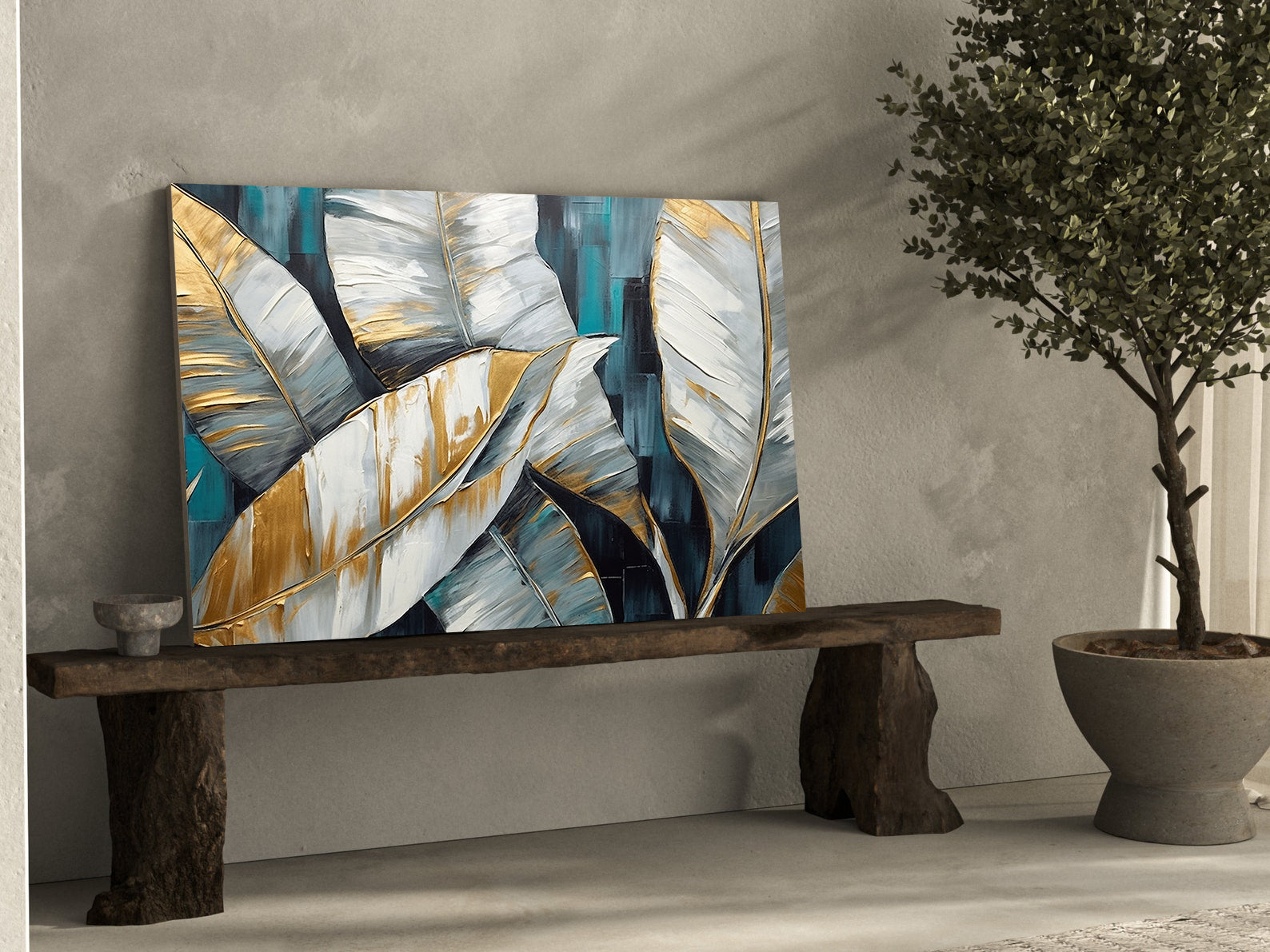 Peinture sur toile – Feuilles tropicales