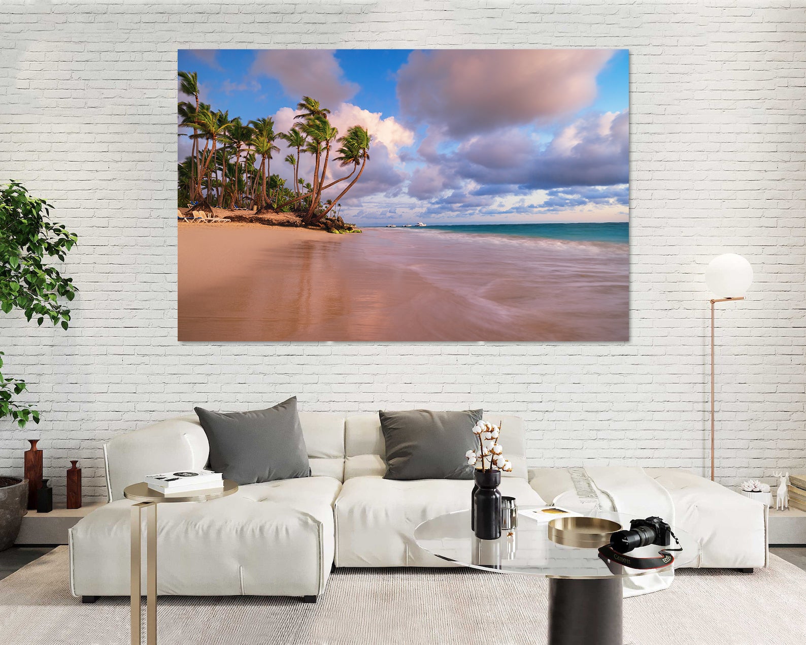 Peinture sur toile - Plage avec palmiers