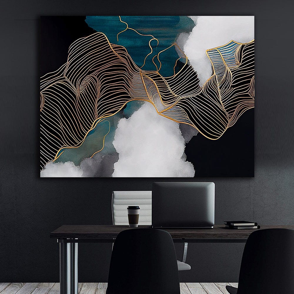 Peinture sur toile – Lignes dorées abstraites