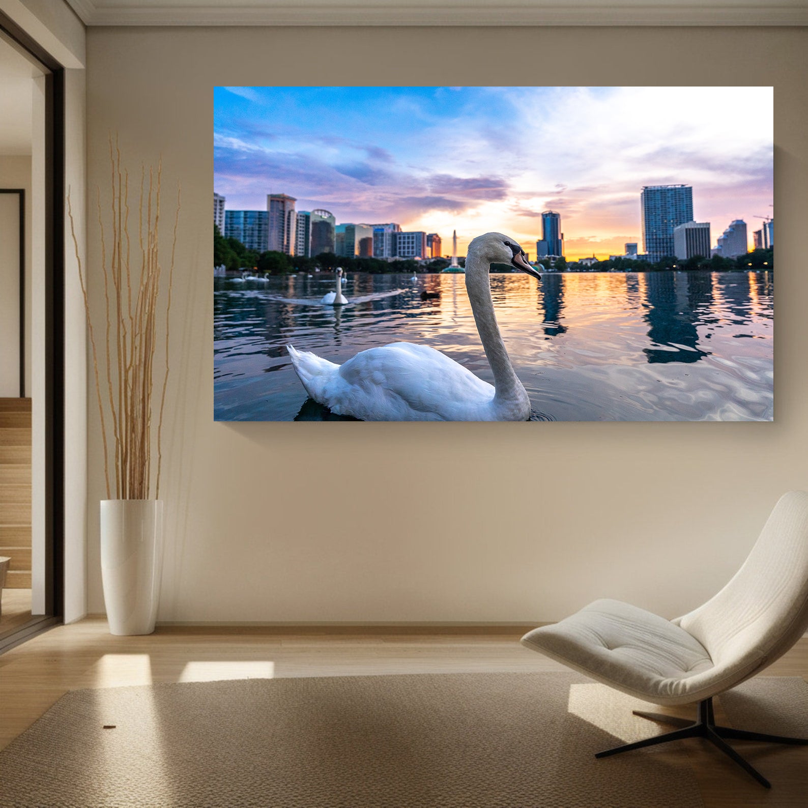 Tablou Canvas - Lebede pe Apă