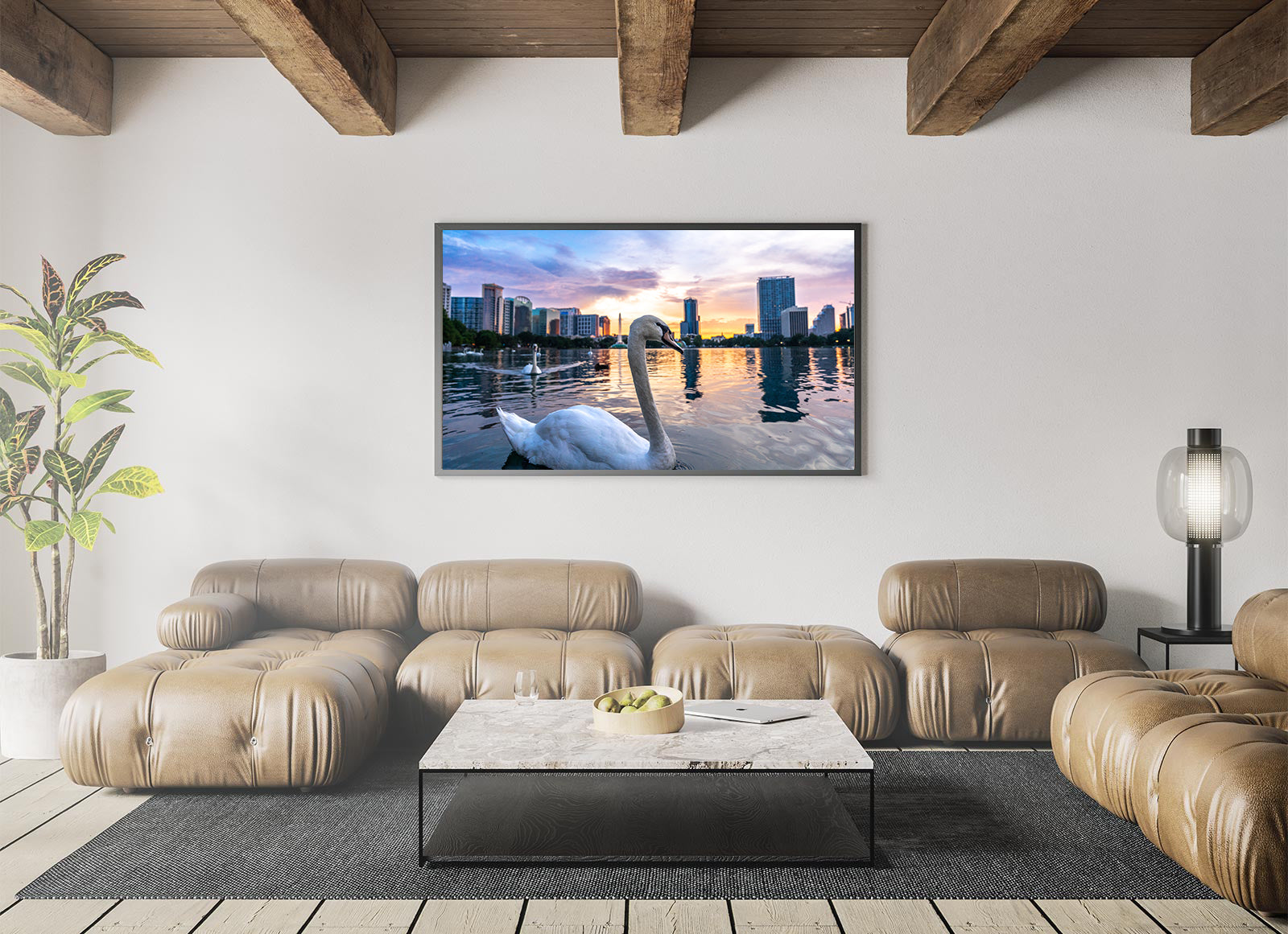 Tablou Canvas - Lebede pe Apă