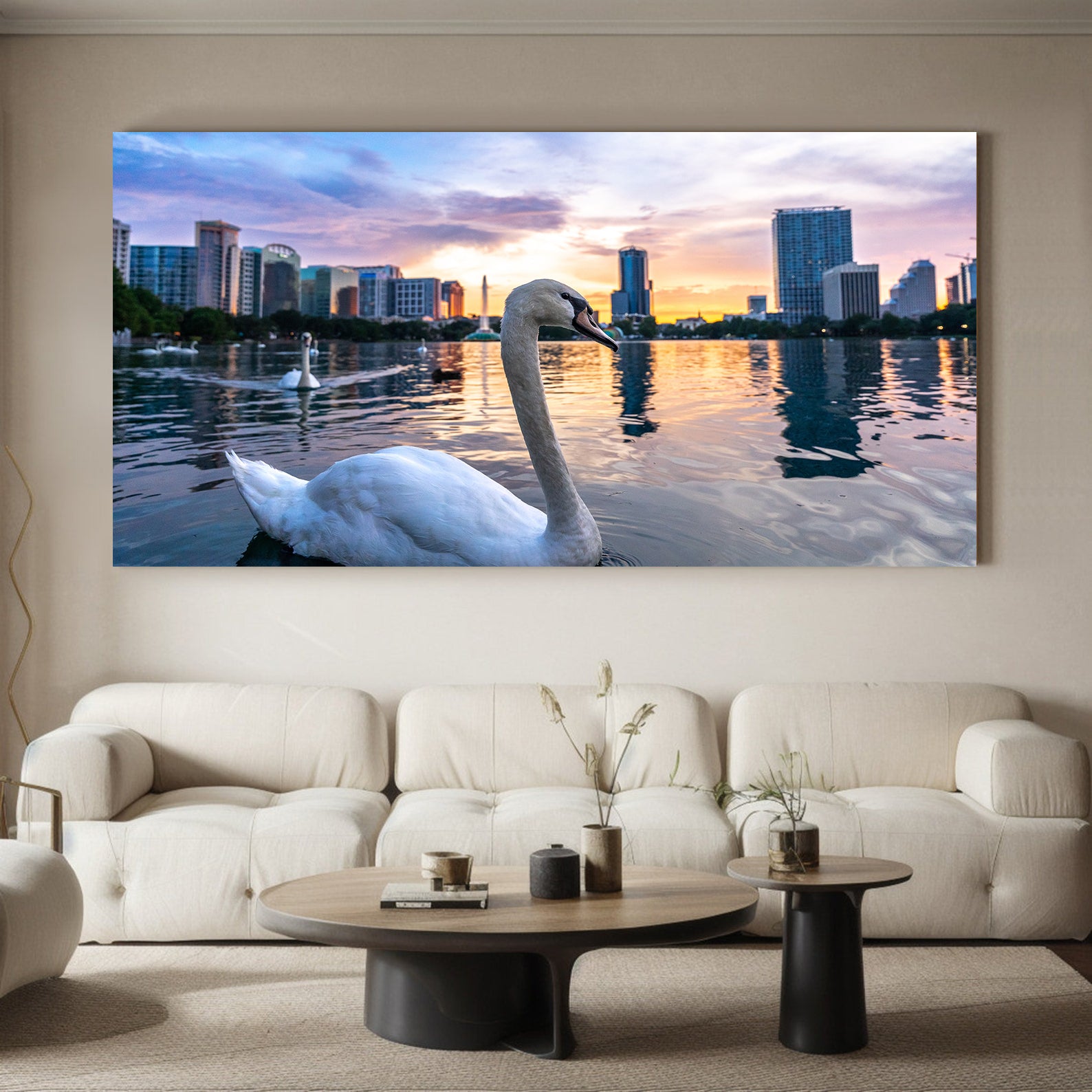 Tablou Canvas - Lebede pe Apă