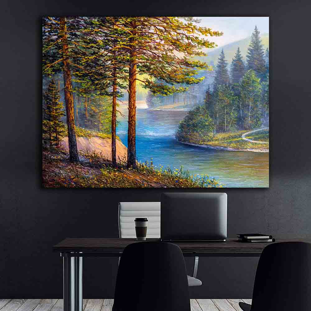 Peinture sur toile - Paysage naturel d'été
