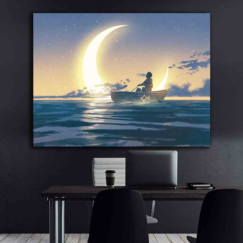 Peinture sur toile - Le garçon sur le bateau