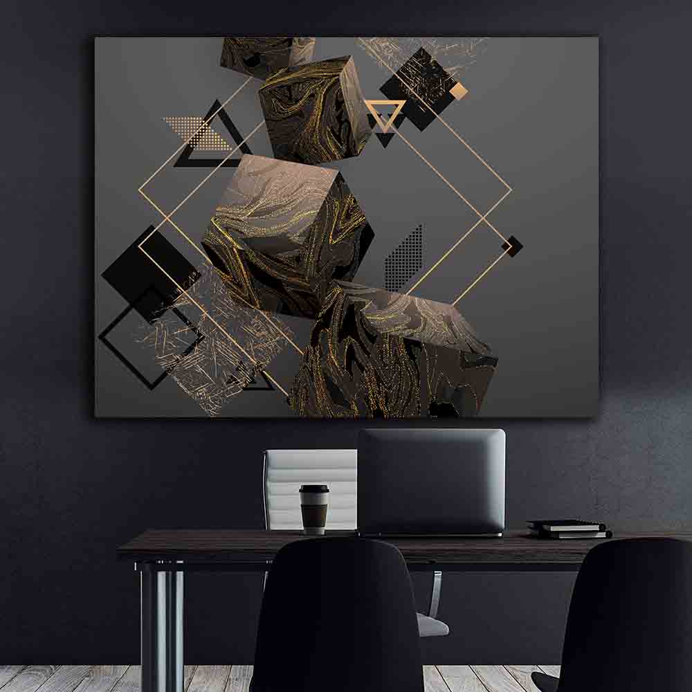 Tablou Canvas - Cub auriu si negru