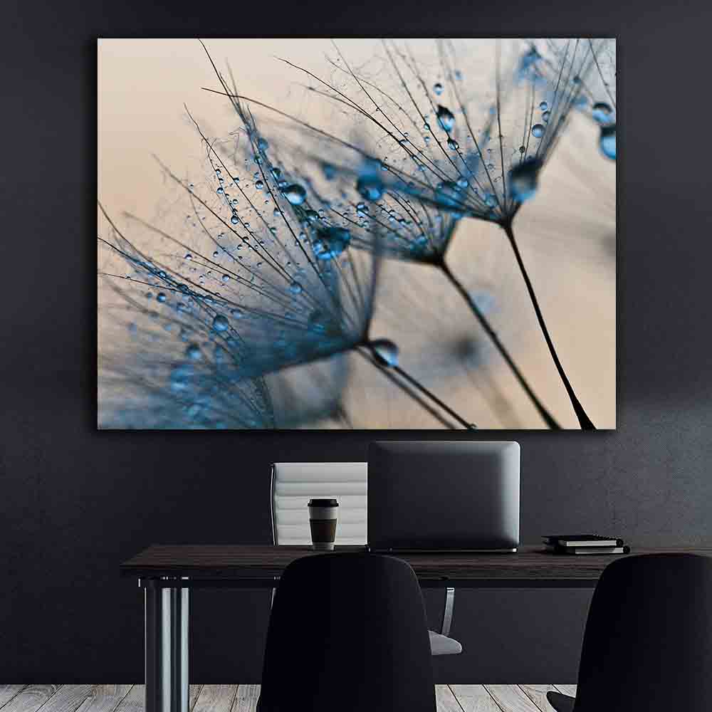 Peinture sur toile - Fleur avec gouttes d'eau
