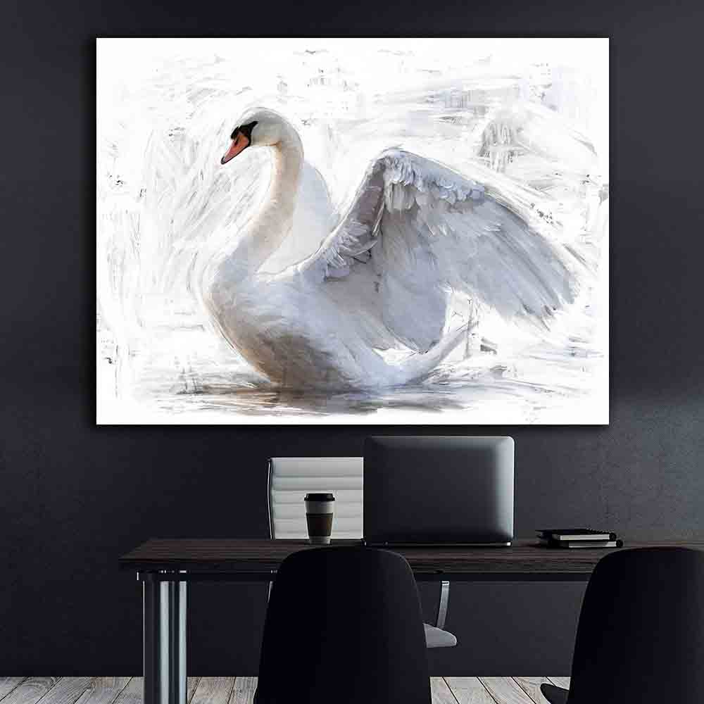 Peinture sur toile - Cygne blanc