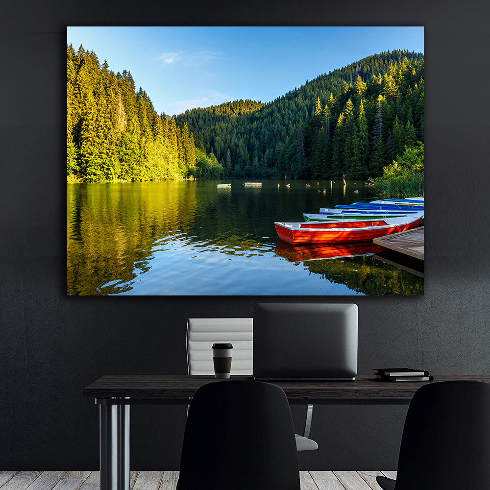 Peinture sur toile - Bateaux sur le lac