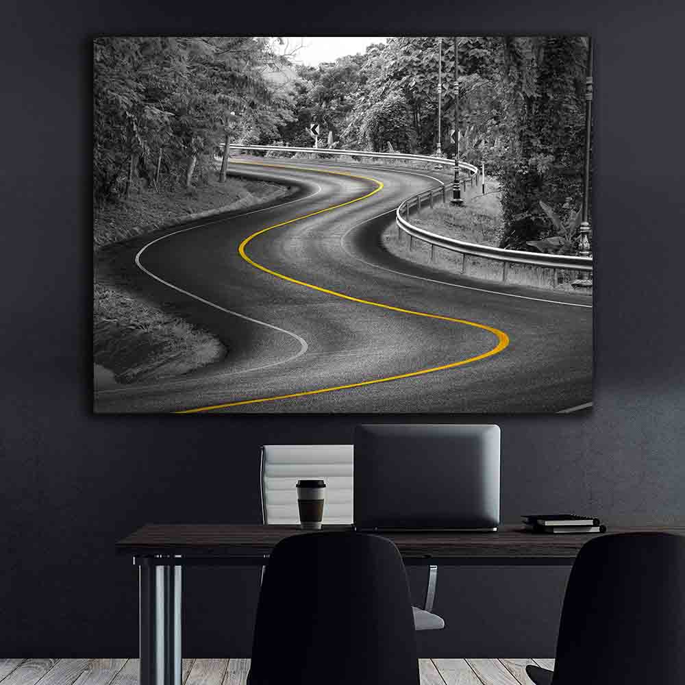 Peinture sur toile - Courbe jaune